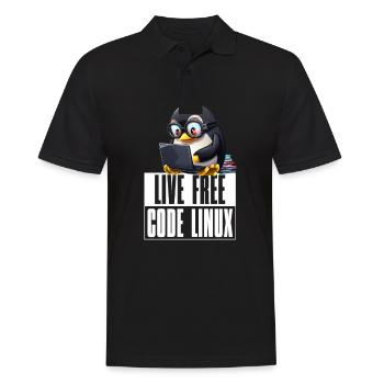 Live Free Code Linux Nerd Tux Nerdy Penguin Coding - Männer Poloshirt - Schwarz - Vorne - Kai (181cm)