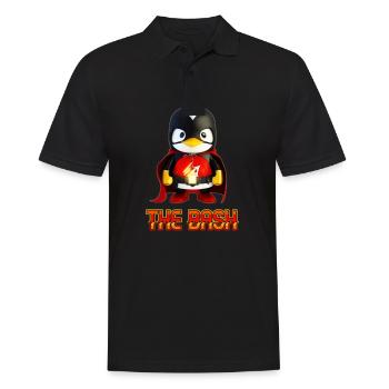 The Bash Penguin Superhero for Linux Coder and - Männer Poloshirt - Schwarz - Vorne - Kai (181cm)