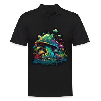 Pilze Natur Kosmisch Neon Raver Goa Freiheit - Männer Poloshirt - Schwarz - Vorne - Kai (181cm)