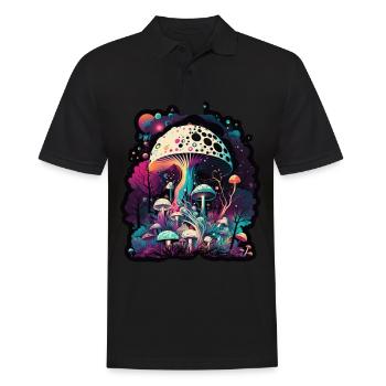 Pilze Natur Kosmisch Neon Raver Goa Freiheit - Männer Poloshirt - Schwarz - Vorne - Kai (181cm)