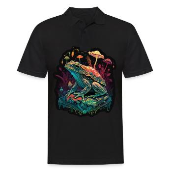 Pilze Frosch Natur Kosmisch Neon Raver Goa - Männer Poloshirt - Schwarz - Vorne - Kai (181cm)