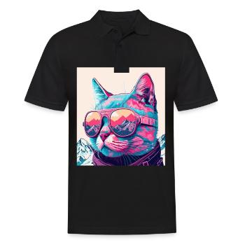 Winter Katze Ski Snowboard Schnee Kätzchen - Männer Poloshirt - Schwarz - Vorne - Kai (181cm)