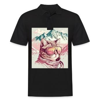 Winter Katze Ski Snowboard Schnee Kätzchen - Männer Poloshirt - Schwarz - Vorne - Kai (181cm)
