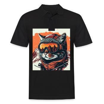 Winter Katze Ski Snowboard Schnee Kätzchen - Männer Poloshirt - Schwarz - Vorne - Kai (181cm)