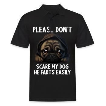 Please don't scare my dog Pug - Men's Polo Shirt - black - Front - Kai (181cm)