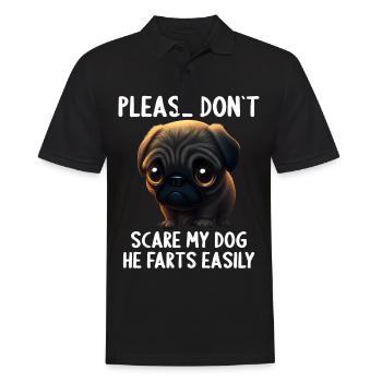 Please don't scare my dog Pug - Men's Polo Shirt - black - Front - Kai (181cm)