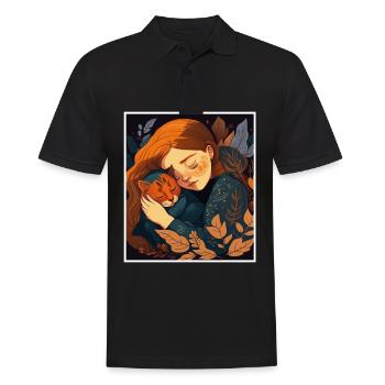 Katzenmama Katze Anime Kätzchen Liebe Frau Mama - Männer Poloshirt - Schwarz - Vorne - Kai (181cm)