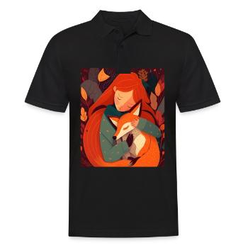 Fuchs Fuchsmama Fuchsliebe Natur Wald Mädchen - Männer Poloshirt - Schwarz - Vorne - Kai (181cm)