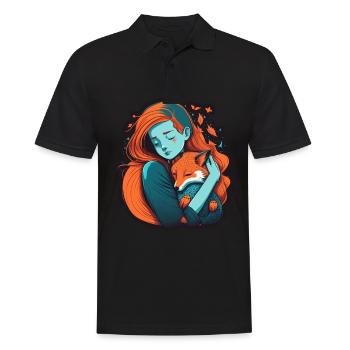 Fuchs Fuchsmama Fuchsliebe Natur Wald Mädchen - Männer Poloshirt - Schwarz - Vorne - Kai (181cm)