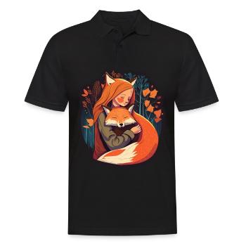 Fuchs Fuchsmama Fuchsliebe Natur Wald Mädchen - Männer Poloshirt - Schwarz - Vorne - Kai (181cm)