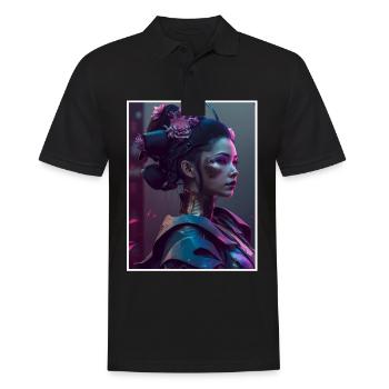 Geisha Anime Japon Vaporwave Anime Futuriste - Polo Homme - noir - Devant - Kai (181cm)
