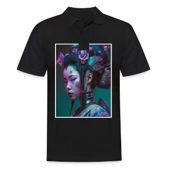 Geisha Anime Japon Vaporwave Anime Futuriste - Polo Homme - noir - Devant - Kai (181cm)