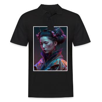 Geisha Anime Japon Vaporwave Anime Futuriste - Polo Homme - noir - Devant - Kai (181cm)
