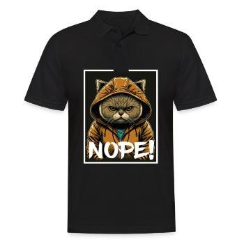 Nope matin grouch chat chaton collègue sarcasme - Polo Homme - noir - Devant - Kai (181cm)