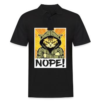 Nope matin grouch chat chaton collègue sarcasme - Polo Homme - noir - Devant - Kai (181cm)
