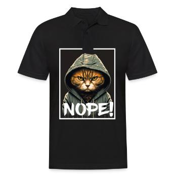 Nope matin grouch chat chaton collègue sarcasme - Polo Homme - noir - Devant - Kai (181cm)