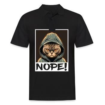 Nope matin grouch chat chaton collègue sarcasme - Polo Homme - noir - Devant - Kai (181cm)