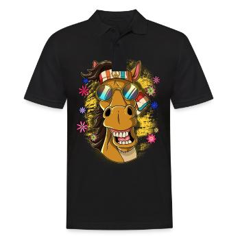 60s 70s Costume Groovy Hippie - Men's Polo Shirt - black - Front - Kai (181cm)