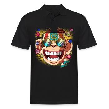 60s 70s Costume Groovy Hippie - Men's Polo Shirt - black - Front - Kai (181cm)