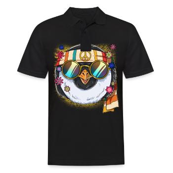 60s 70s Costume Groovy Hippie - Men's Polo Shirt - black - Front - Kai (181cm)