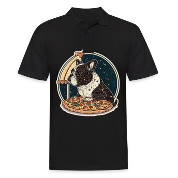 Französische Bulldogge Mops Hund Pizza Frenchie - Männer Poloshirt - Schwarz - Vorne - Kai (181cm)
