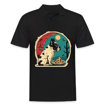 Französische Bulldogge Mops Hund Pizza Frenchie - Männer Poloshirt - Schwarz - Vorne - Kai (181cm)