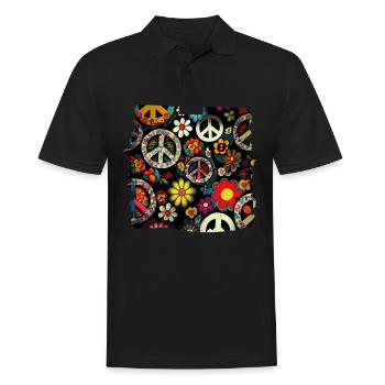 Hippie Festival Liebe Vintage Friedenszeichen - Männer Poloshirt - Schwarz - Vorne - Kai (181cm)