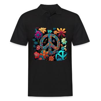 Hippie Festival Liebe Vintage Friedenszeichen - Männer Poloshirt - Schwarz - Vorne - Kai (181cm)