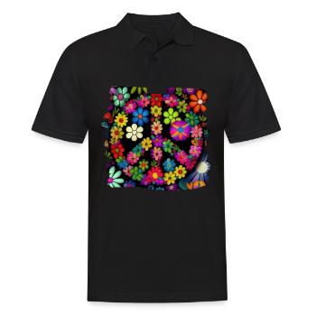 Hippie Festival Liebe Vintage Friedenszeichen - Männer Poloshirt - Schwarz - Vorne - Kai (181cm)
