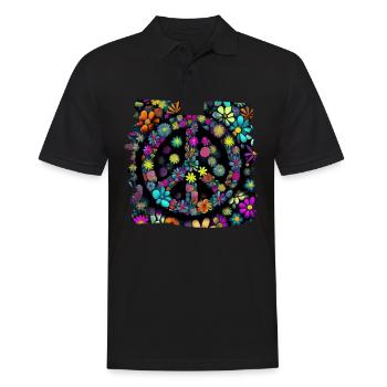 Hippie Festival Liebe Vintage Friedenszeichen - Männer Poloshirt - Schwarz - Vorne - Kai (181cm)