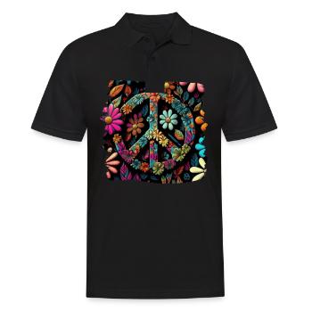 Hippie Festival Liebe Vintage Friedenszeichen - Männer Poloshirt - Schwarz - Vorne - Kai (181cm)