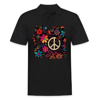 Hippie Festival Liebe Vintage Friedenszeichen - Männer Poloshirt - Schwarz - Vorne - Kai (181cm)