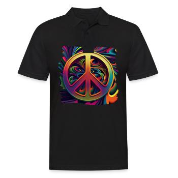 Hippie Festival Liebe Vintage Friedenszeichen - Männer Poloshirt - Schwarz - Vorne - Kai (181cm)