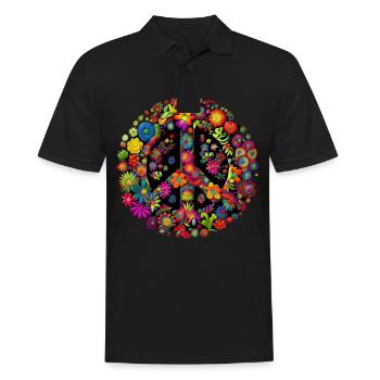 Hippie Festival Love Vintage Peace Sign - Polo Homme - noir - Devant - Kai (181cm)
