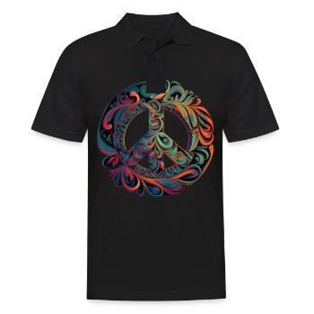 Hippie Festival Liebe Vintage Friedenszeichen - Männer Poloshirt - Schwarz - Vorne - Kai (181cm)