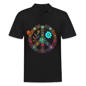 Hippie Festival Liebe Vintage Friedenszeichen - Männer Poloshirt - Schwarz - Vorne - Kai (181cm)
