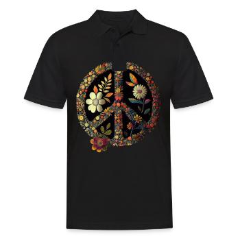 Hippie Festival Liebe Vintage Friedenszeichen - Männer Poloshirt - Schwarz - Vorne - Kai (181cm)