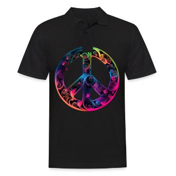 Hippie Festival Liebe Vintage Friedenszeichen - Männer Poloshirt - Schwarz - Vorne - Kai (181cm)