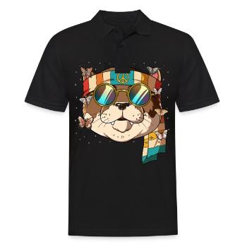 60s 70s Costume Groovy Hippie - Polo Homme - noir - Devant - Kai (181cm)
