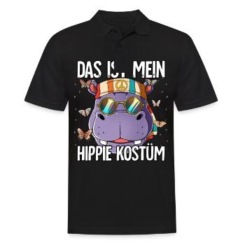 Das Ist Mein Hippie Kostüm 60er 70er Jahre Kostüm - Männer Poloshirt - Schwarz - Vorne - Kai (181cm)