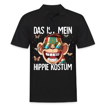 Das Ist Mein Hippie Kostüm 60er 70er Jahre Kostüm - Männer Poloshirt - Schwarz - Vorne - Kai (181cm)