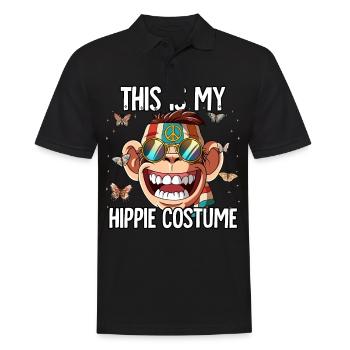 Costume des années 60 des années 70 Ceci est mon costume hippie - Polo Homme - noir - Devant - Kai (181cm)