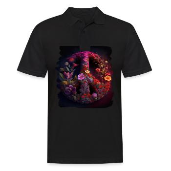 Hippie Festival Liebe Vintage Friedenszeichen - Männer Poloshirt - Schwarz - Vorne - Kai (181cm)
