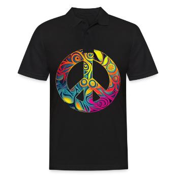Hippie Festival Liebe Vintage Friedenszeichen - Männer Poloshirt - Schwarz - Vorne - Kai (181cm)