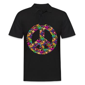 Hippie Festival Love Vintage Peace Sign - Polo Homme - noir - Devant - Kai (181cm)