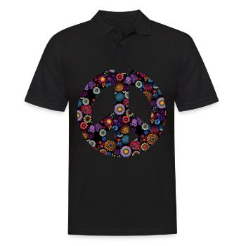 Hippie Festival Liebe Vintage Friedenszeichen - Männer Poloshirt - Schwarz - Vorne - Kai (181cm)
