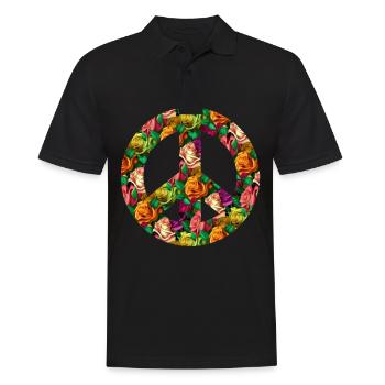 Hippie Festival Love Vintage Peace Sign - Polo Homme - noir - Devant - Kai (181cm)