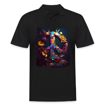 Hippie Festival Liebe Vintage Friedenszeichen - Männer Poloshirt - Schwarz - Vorne - Kai (181cm)