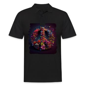 Hippie Festival Liebe Vintage Friedenszeichen - Männer Poloshirt - Schwarz - Vorne - Kai (181cm)