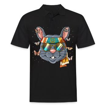 60s 70s Costume Groovy Hippie - Polo Homme - noir - Devant - Kai (181cm)